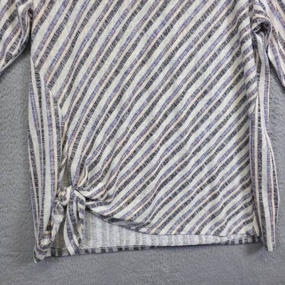 Studio B‎ Bobeau Top Womens XL Gray Striped Tie Hem Draped Open Knit Slouchy - Picture 5 of 13
